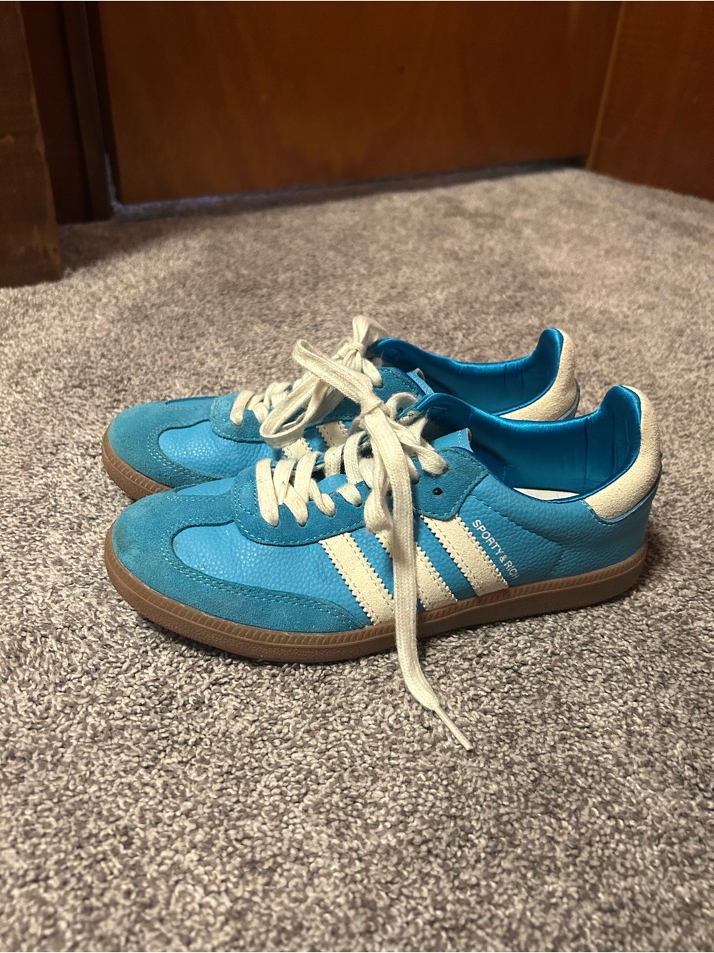 Adidas x Sporty & Rich Sambas in Blue Rush / Cream